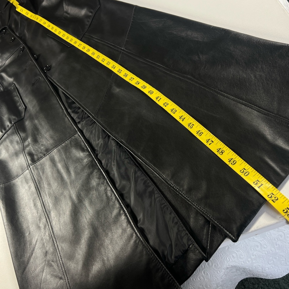 Caslon Black Lamb Leather Long Coat Duster Lined Size M - Picture 15 of 16